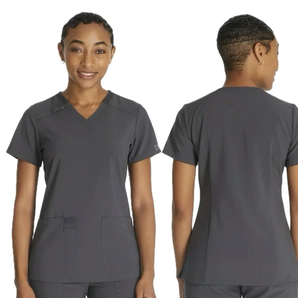Dickies EDS Essentials Scrub Top Womens XS Short Sleeve V-neck Poplin Utility